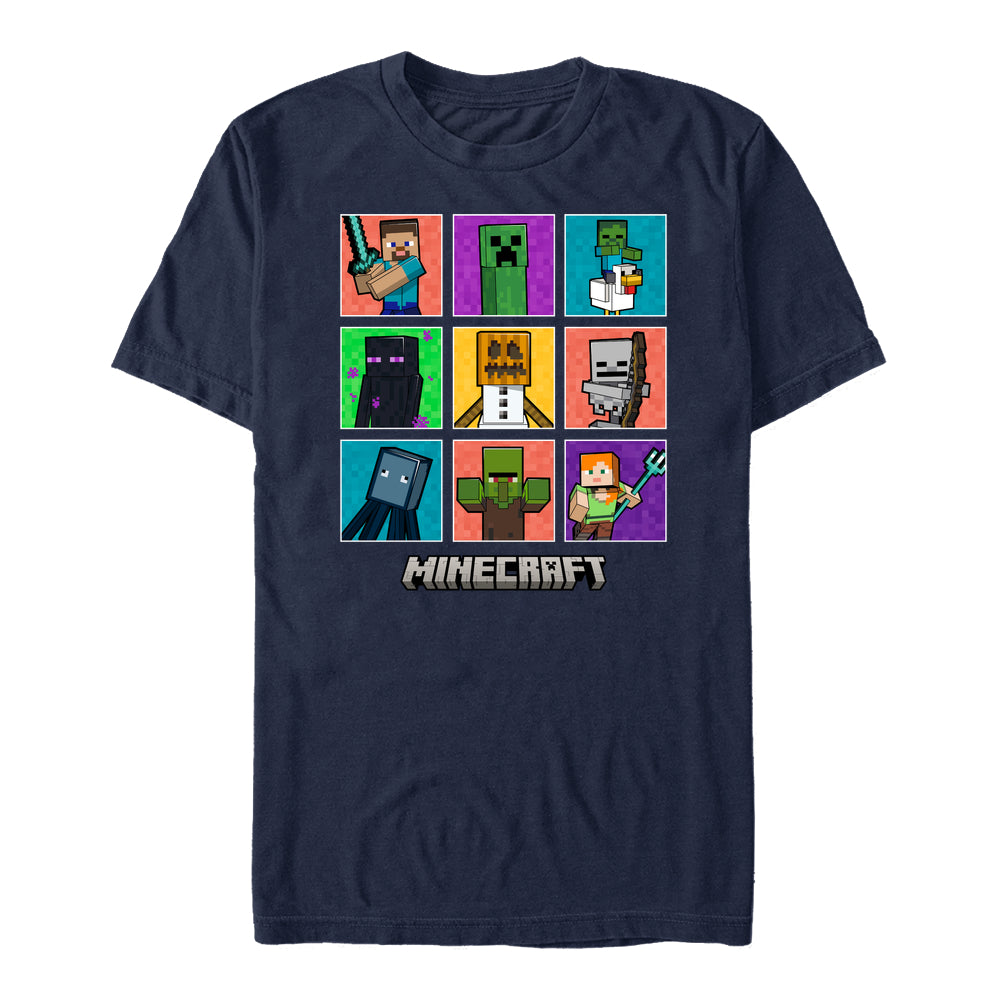 Minecraft - 9 Charakter Boxup Unisex Crew Neck t -Shirt