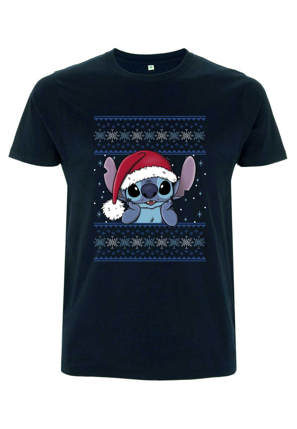 Lilo & Stitch Tričko Unisex (Holiday Stitch Wearing Santa Hat)