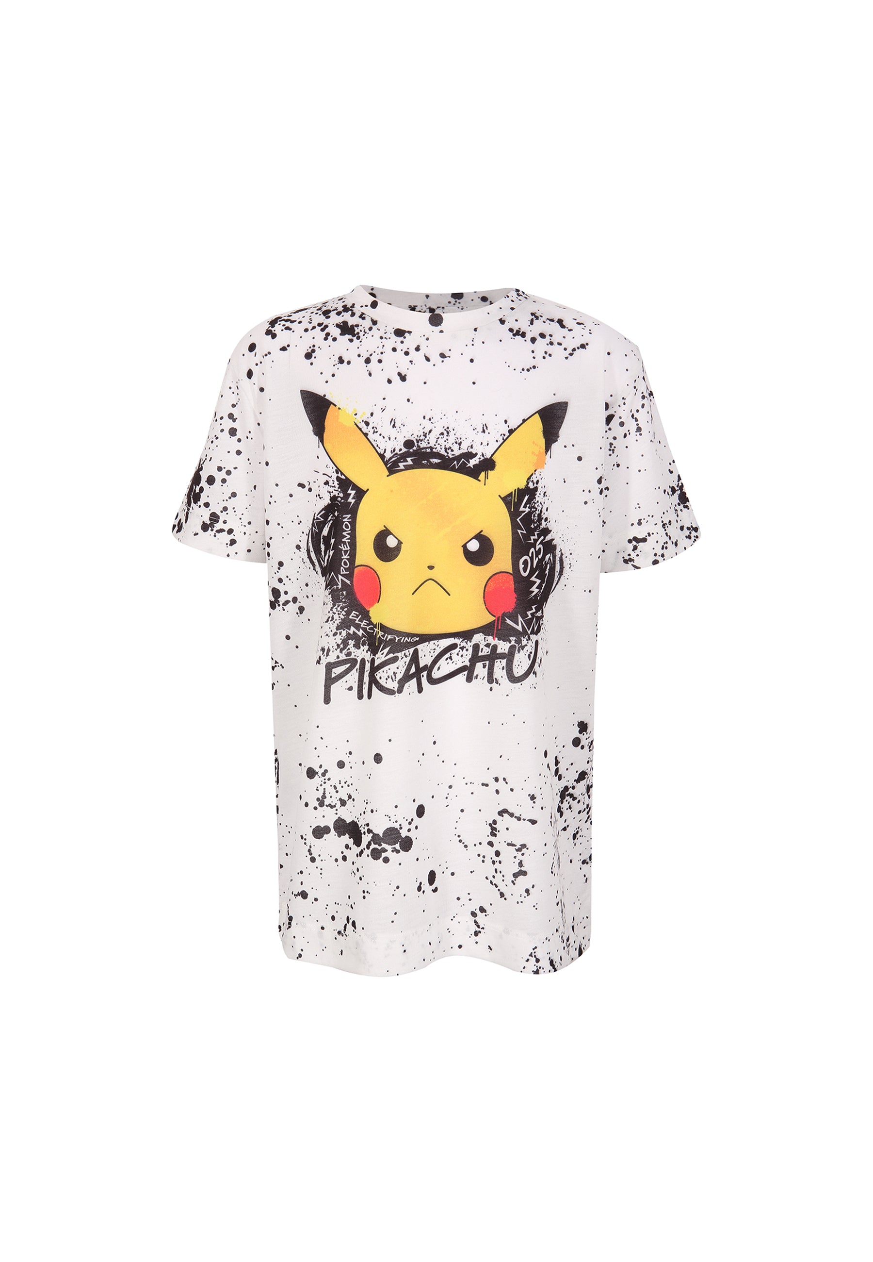Pokemon – Pikachu Splat YTH T-Shirt mit Rundhalsausschnitt