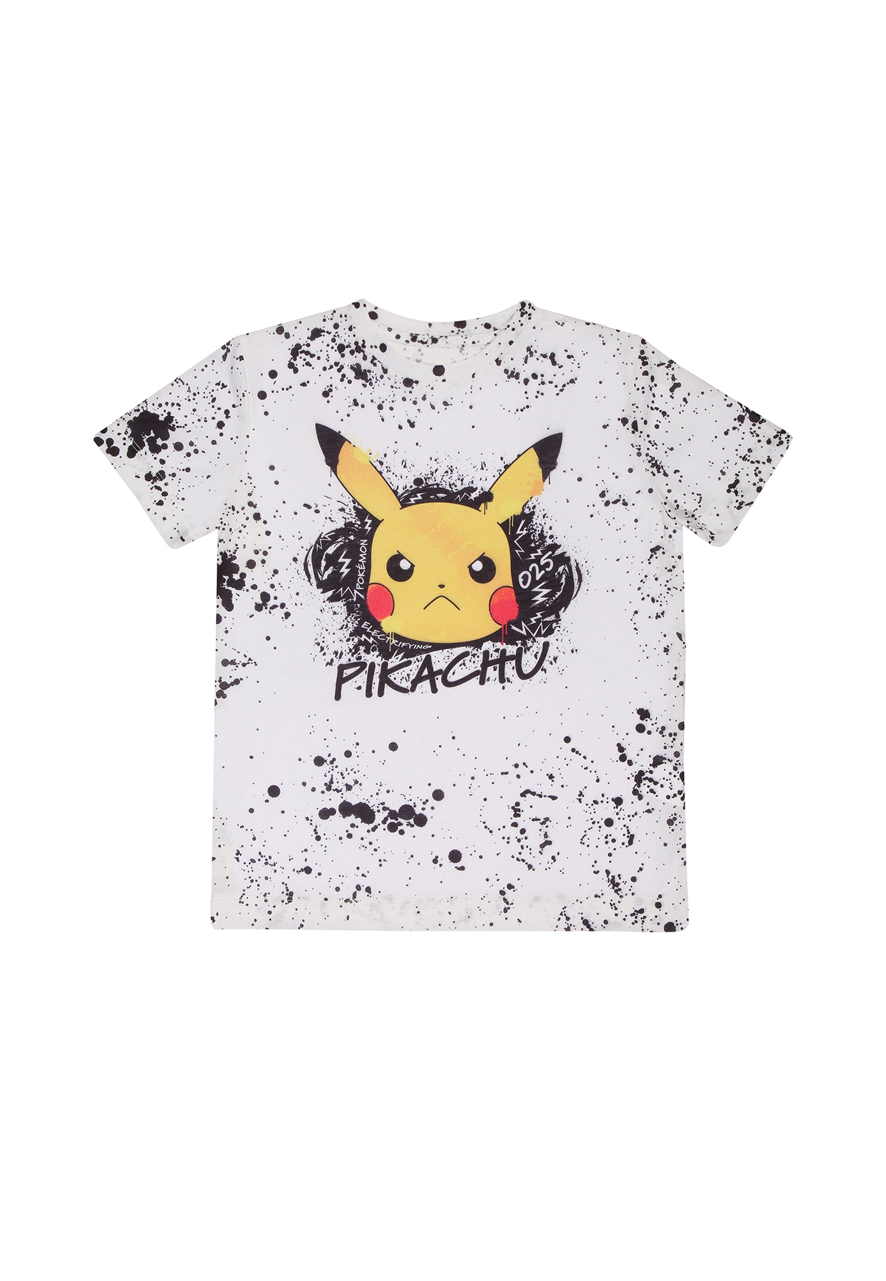 Pokemon – Pikachu Splat YTH T-Shirt mit Rundhalsausschnitt
