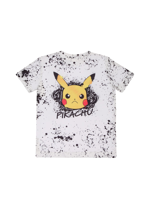 Pokemon – Pikachu Splat YTH T-Shirt mit Rundhalsausschnitt