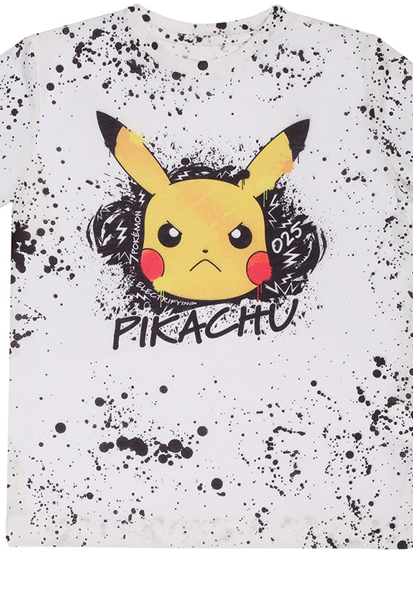 Pokemon – Pikachu Splat YTH T-Shirt mit Rundhalsausschnitt