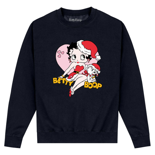 Betty Boop Tmavá Mikina (Betty Boop Heart Sweatshirt)