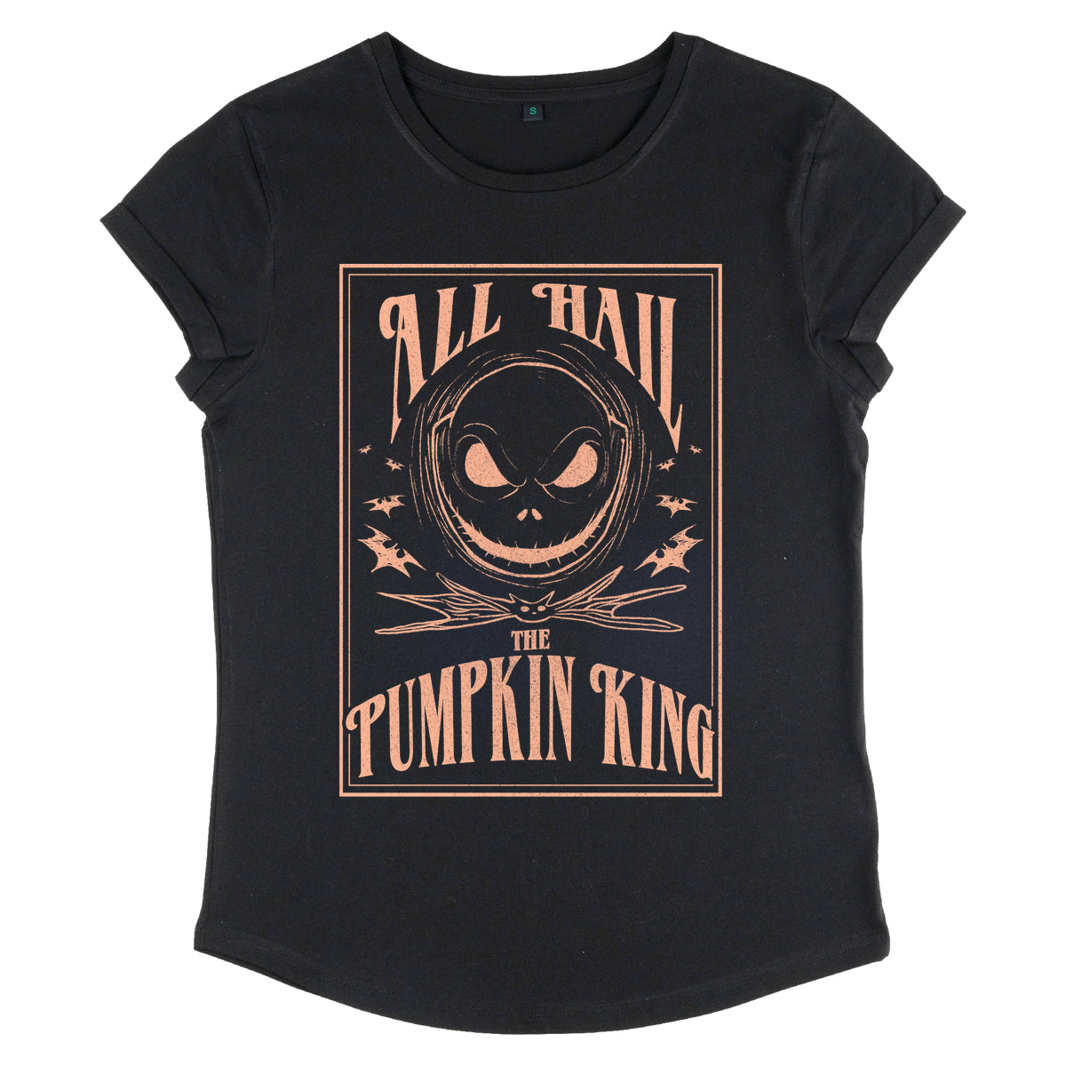 Disney Classics Nightmare vor Weihnachten HAGE Das Kürbis-T-Shirt für Frauen mit gerolltem Ärmeln