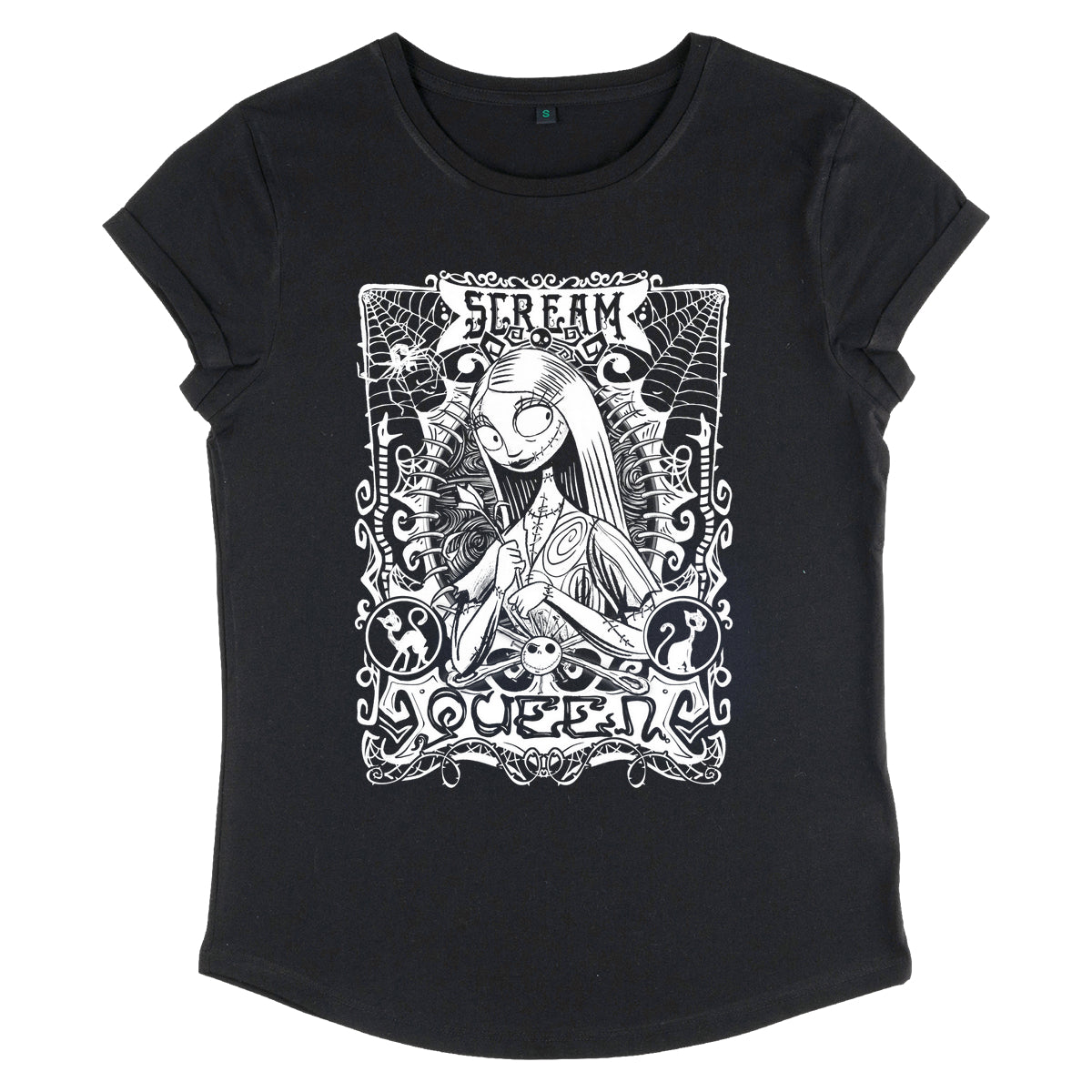 Disney Classics Nightmare vor Weihnachts-Sally-Jugend-Frauen-T-Shirt für Frauen mit gerolltem Ärmeln