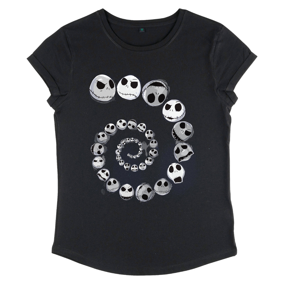 Disney Classics Nightmare vor Weihnachtsjack-Emotionen Spiral Damen Rolled-Ärmer T-Shirt