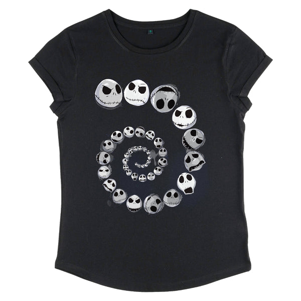 Disney Classics Nightmare vor Weihnachtsjack-Emotionen Spiral Damen Rolled-Ärmer T-Shirt