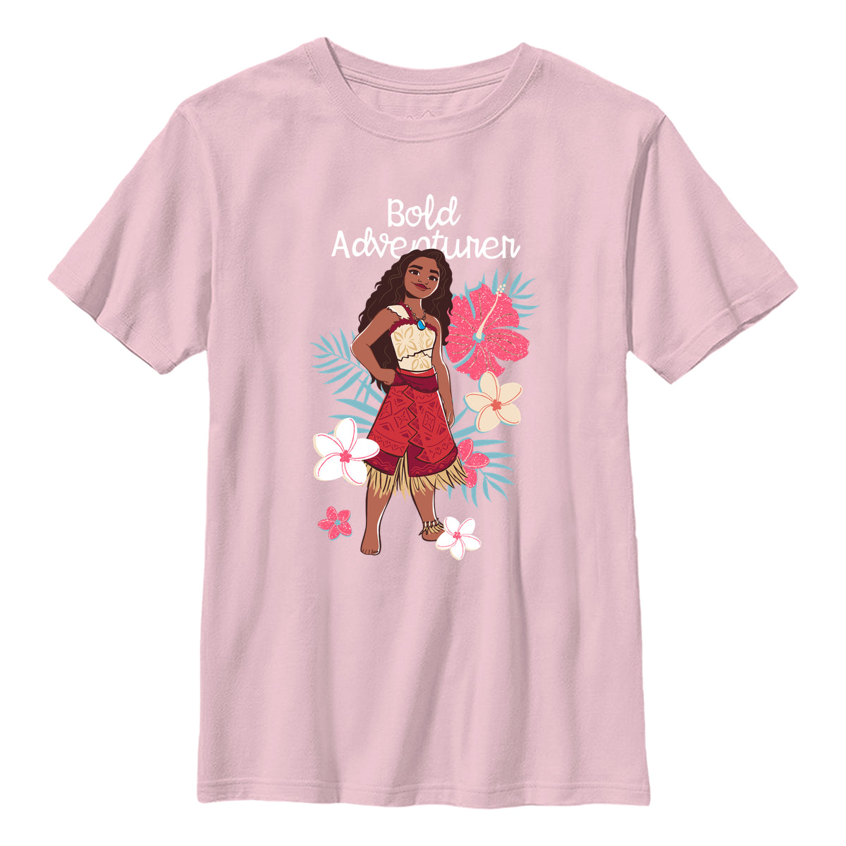 Disney Moiana 2 Pink Child T-Shirt (mutiges Abenteurer Floral Kids T-Shirt)