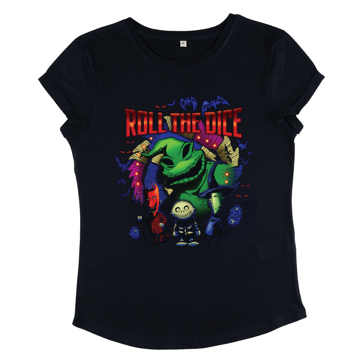 Disney Classics Nightmare vor Weihnachten-Oogie-Würfel Frauengerollte-Sleeve T-Shirt