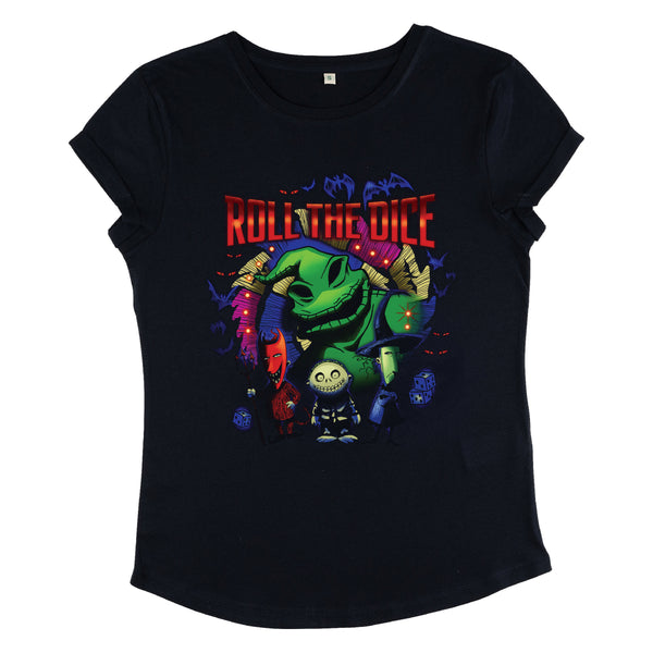 Disney Classics Nightmare vor Weihnachten-Oogie-Würfel Frauengerollte-Sleeve T-Shirt
