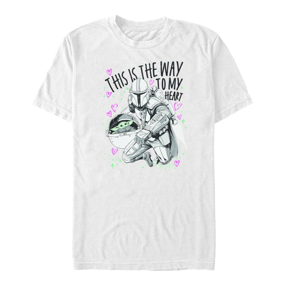 Hvězdné Války Bílé Triko (The Mandalorian - Valentine's Day Way to My Heart T-Shirt)