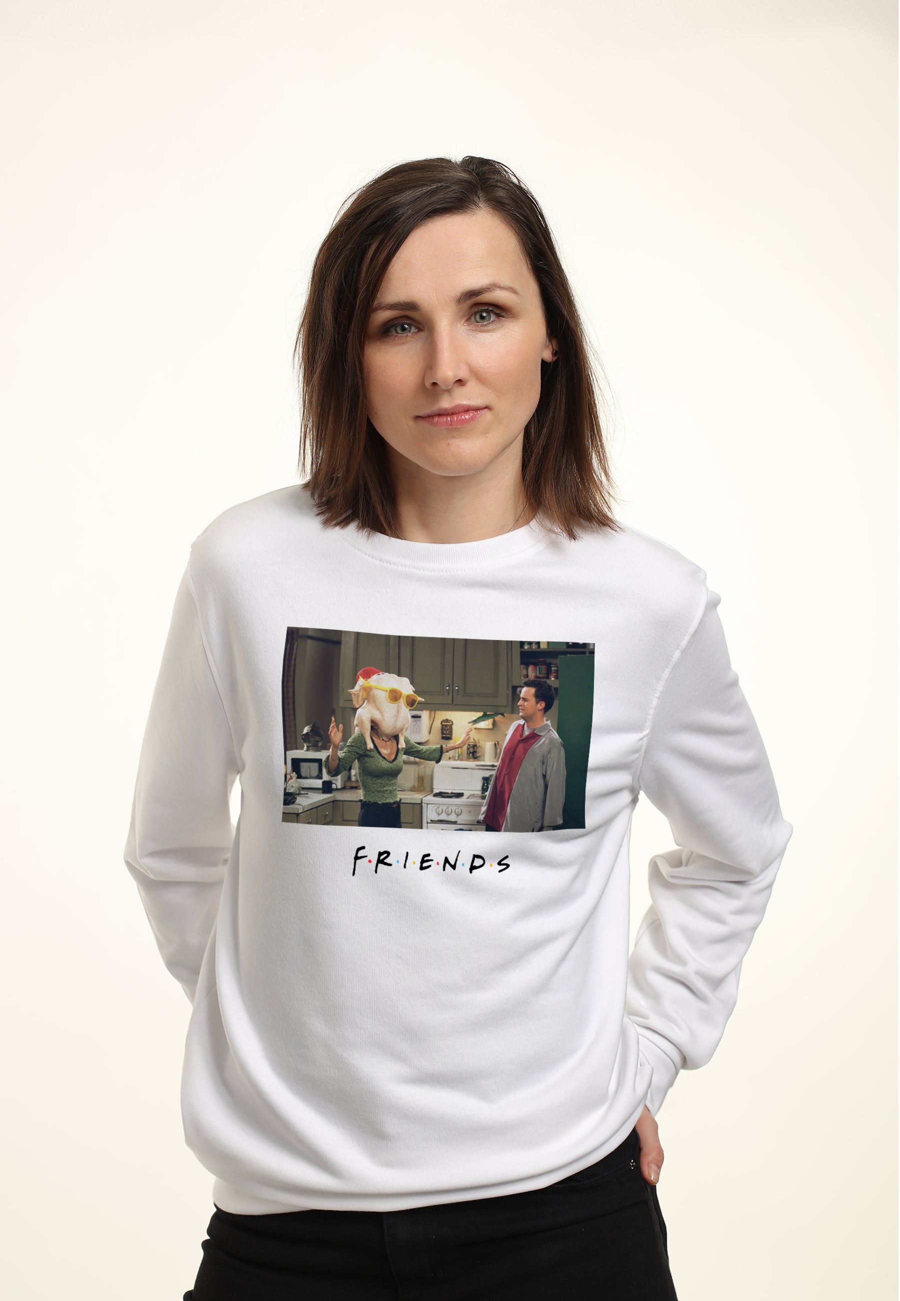 Freunde Weihnachten Sweatshirt (Freunde - Freunde Chandler Monica Truthahn Head Sweatshirt)