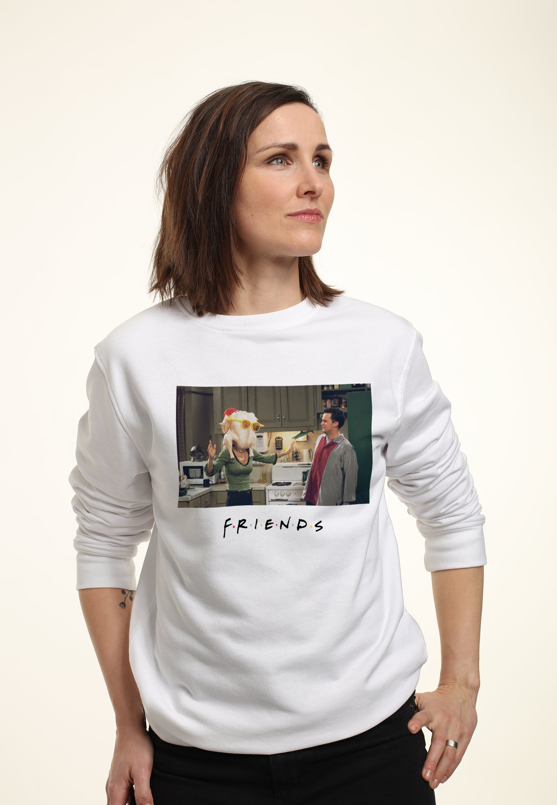 Freunde Weihnachten Sweatshirt (Freunde - Freunde Chandler Monica Truthahn Head Sweatshirt)