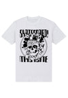 Skateboard -Magazin weiß T -Shirt (Skateboardmagazin -Schädel weiß T -Shirt)