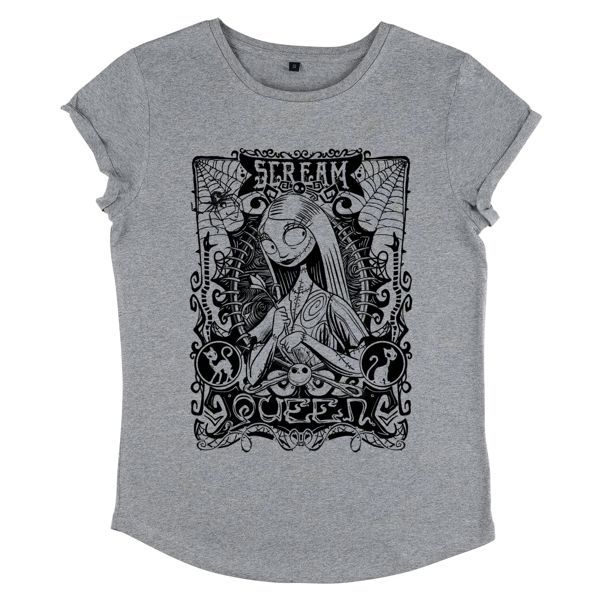Disney Classics Nightmare vor Weihnachtsverkauf Neauvou Frauengeroll-Ärmel-T-Shirt