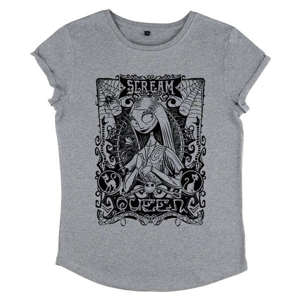 Disney Classics Nightmare vor Weihnachtsverkauf Neauvou Frauengeroll-Ärmel-T-Shirt