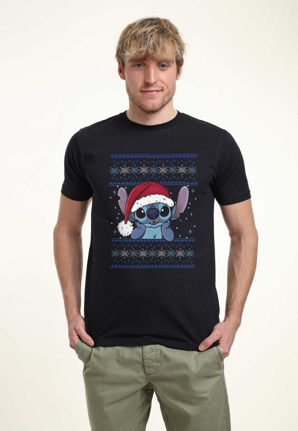 Lilo & Stitch Tričko Unisex (Holiday Stitch Wearing Santa Hat)