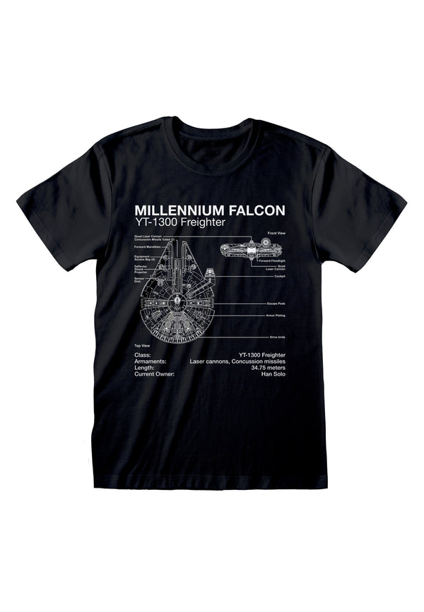 Star Wars T -Shirt (Star Wars -Millenium Falcon Sketch t -Shirt)