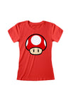 Super Mario Pilz-Frauen-T-Shirt (Power Up Pilz-Frauen-T-Shirt)