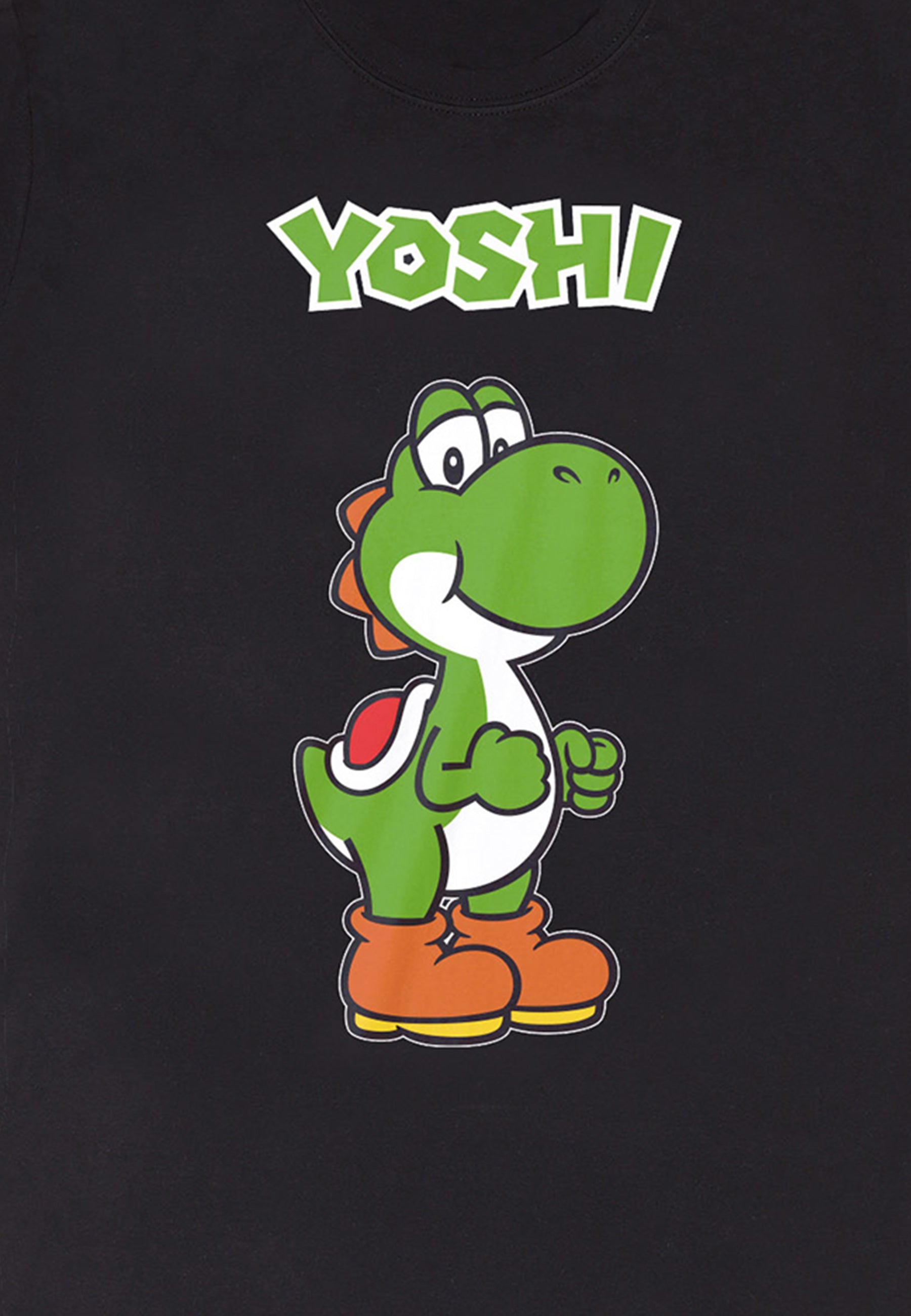 Nintendo Super Mario Black T-Shirt (Yoshi Name Tag T-Shirt)