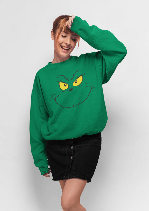 Das grüne Sweatshirt (das Grinch -Lächeln Sweatshirt)