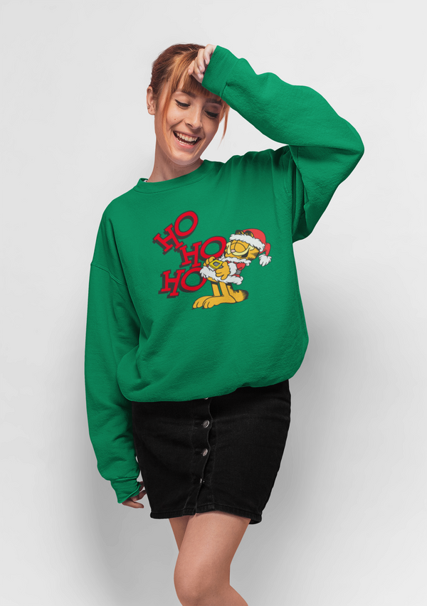 Garfield Christmas Green Sweatshirt (Garfield Ho Ho Sweatshirt)