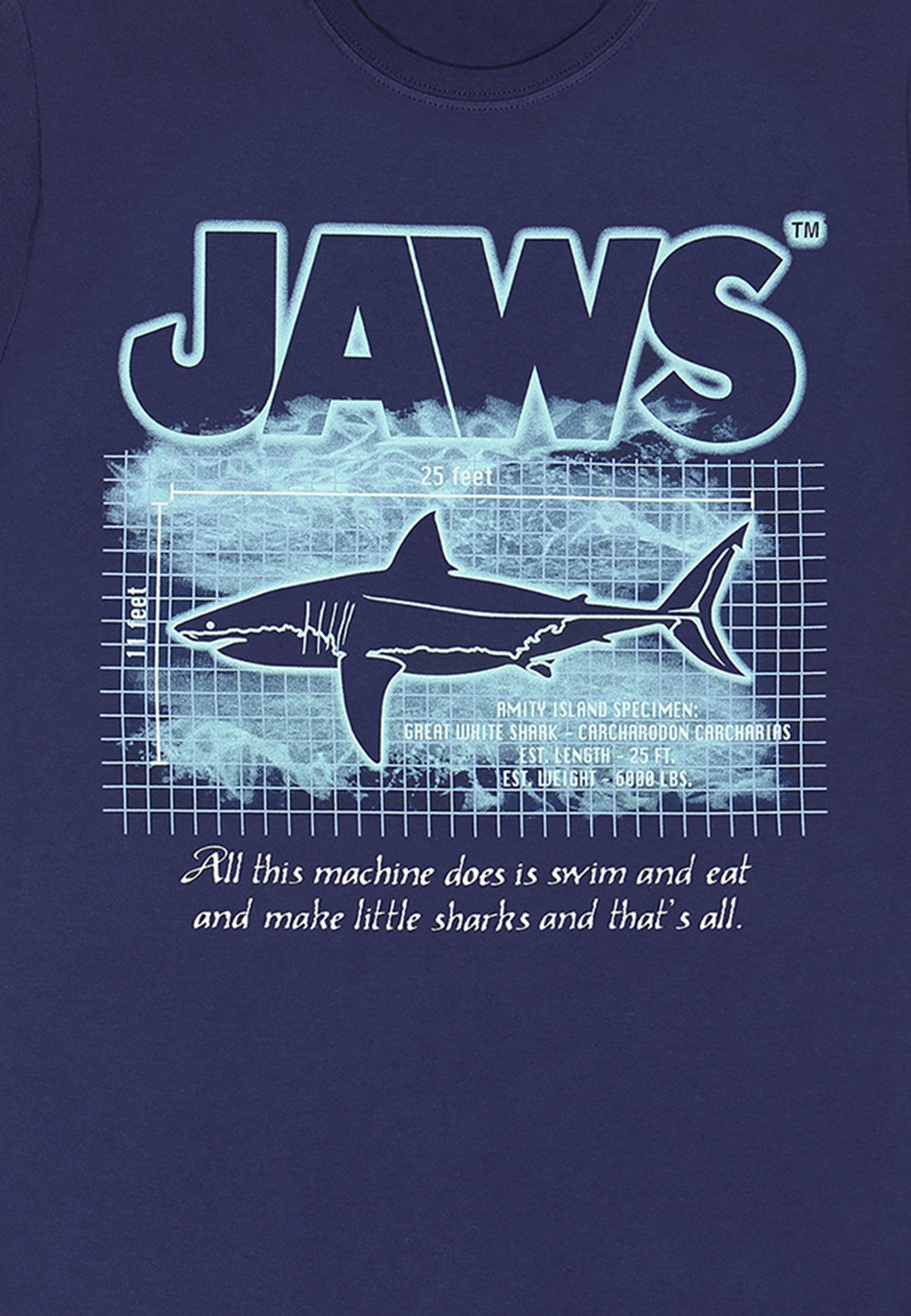 Jaws T -Shirt (Jaws -tolle weiße Info T -Shirt)