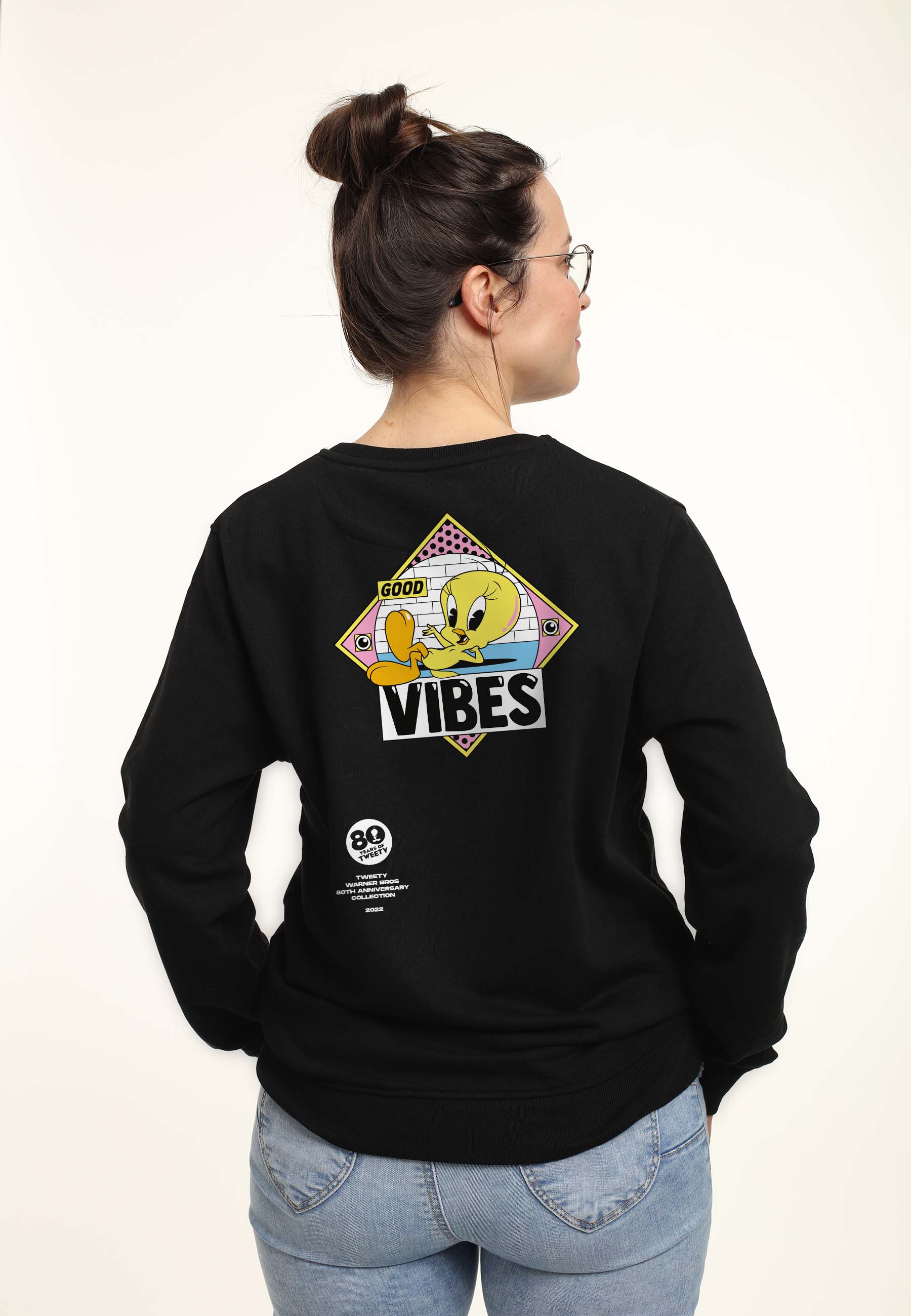 Tweety Černá Mikina (Tweety 80th Good Vibes Sweatshirt)