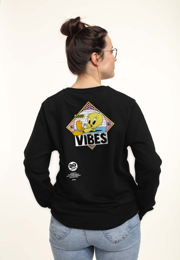 Tweets schwarzes Sweatshirt (Tweets 80. gute Vibes Sweatshirt)