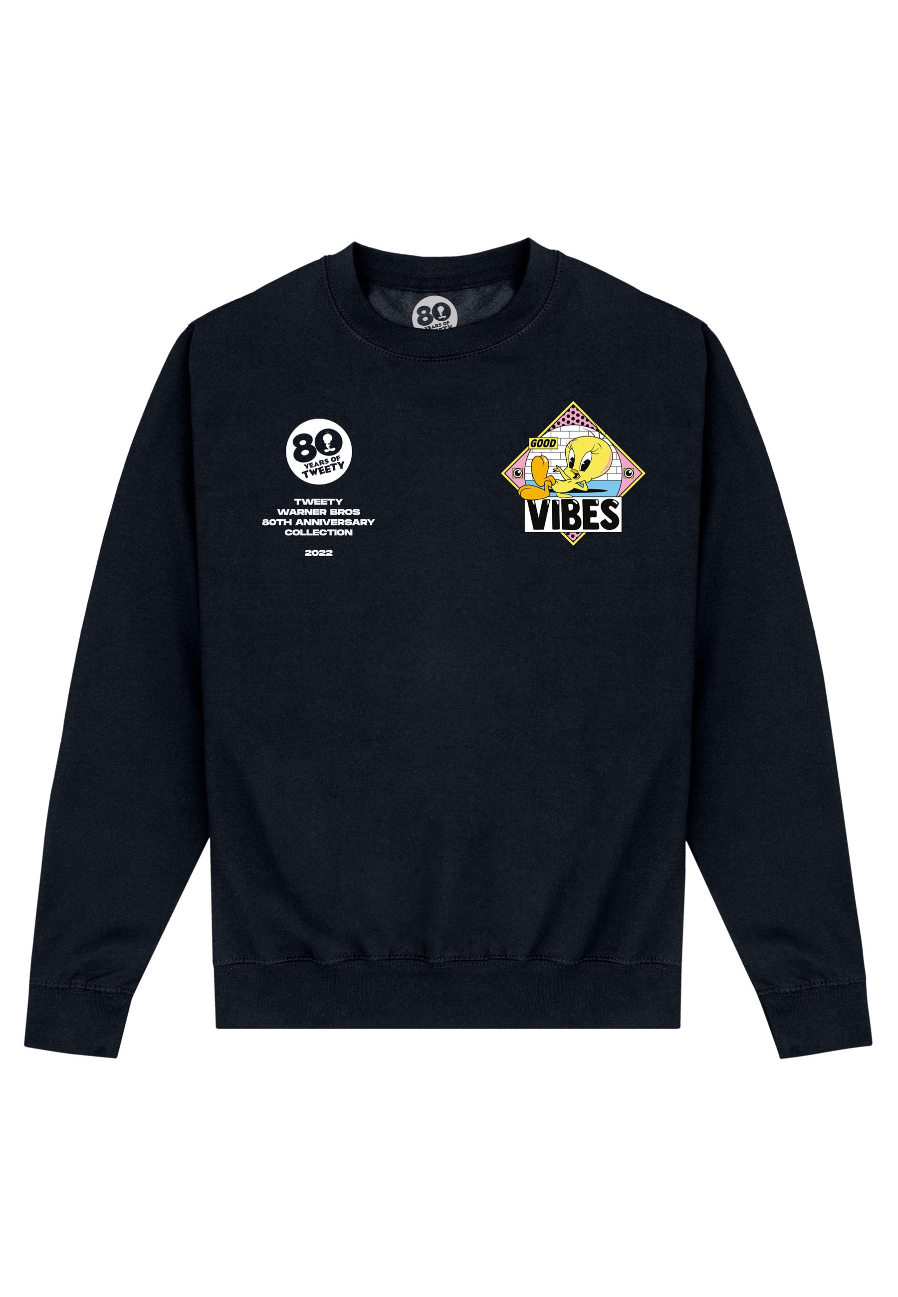 Tweety Černá Mikina (Tweety 80th Good Vibes Sweatshirt)